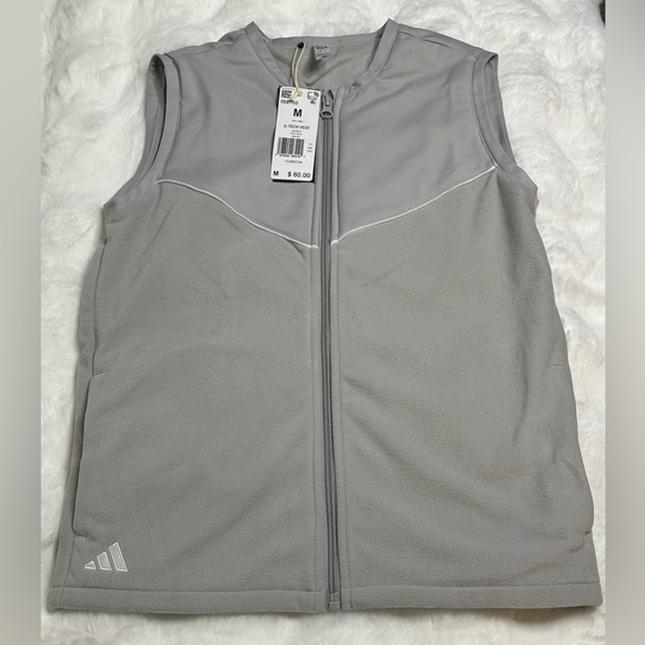 adidas Other - NWT! Boy’s Adidas U. Tech Fleece Light Gray Zip-Up Vest with side pockets